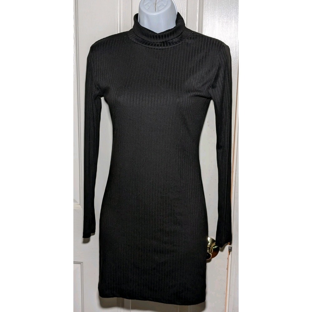 Capella‎ Women's Size Small Bodycon Long Sleeve Sweater Dress Black Turtle Neck